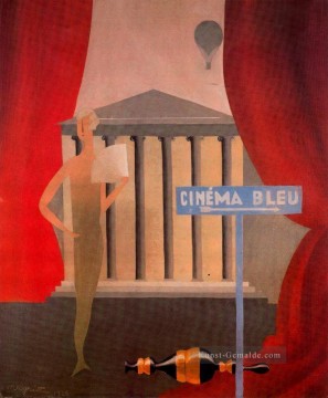 blau Kino 1925 Surrealismus Ölgemälde